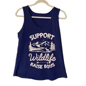 Mom Tee Women Small SUPPORT WILDLIFE RAISE BOYS Tank Top
